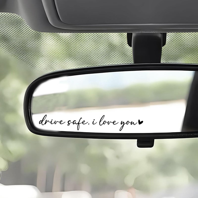 WCDHOR 2 x I Love You Drive Safe Mirror Decal, Rearview Mirror Car Decals for Women, Gift for Her, Car Decal, Gift for Him, Set of 2 - Image 4